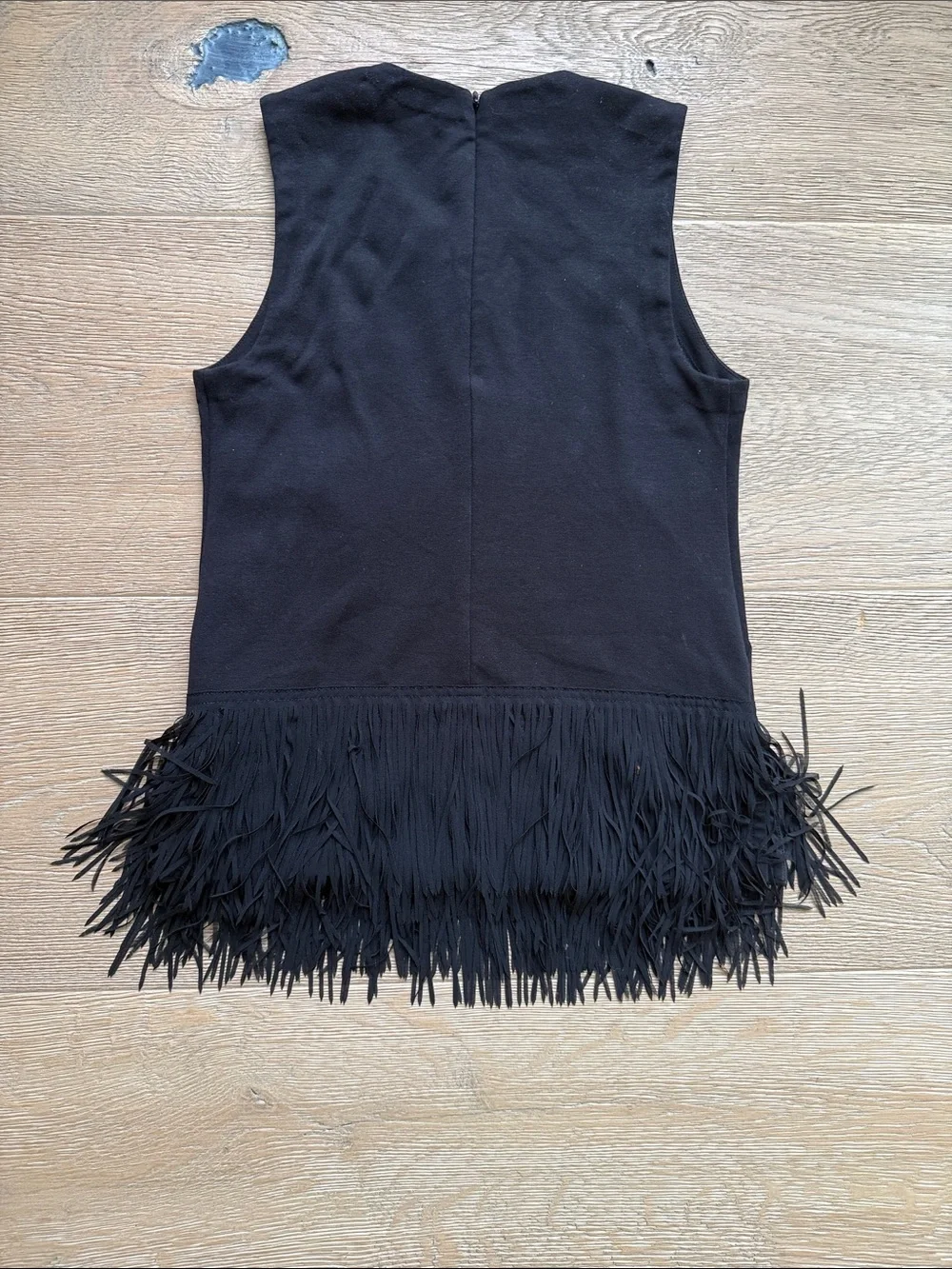 Vintage J.Crew Black Fringe-Hem Tank Top | XXS | Sleeveless Statement Top